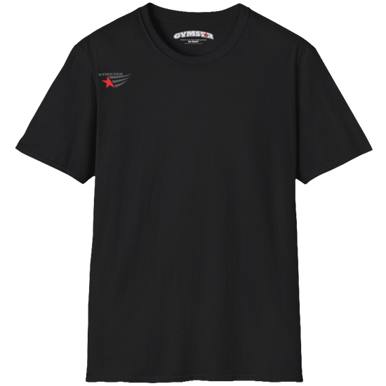  A classic, minimalist black t-shirt from Gymstar with a subtle and stylish design. The small logo featuring a red star with wings is positioned high on the left side of the chest. This t-shirt is suitable for athletic activities and creates a strong, understated look.