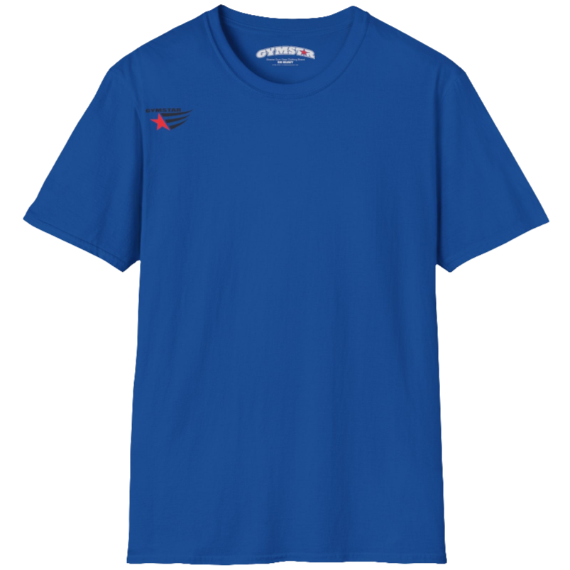  A classic, minimalist blue t-shirt from Gymstar with a subtle and stylish design. The small logo featuring a red star with wings is positioned high on the left side of the chest. This t-shirt is suitable for athletic activities and creates a strong, understated look.