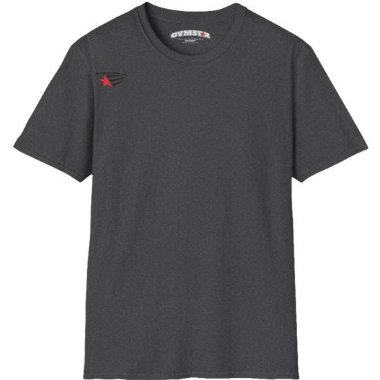  A classic, minimalist dark grey t-shirt from Gymstar with a subtle and stylish design. The small logo featuring a red star with wings is positioned high on the left side of the chest. This t-shirt is suitable for athletic activities and creates a strong, understated look.