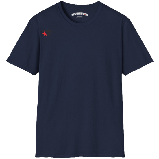  A classic, minimalist navy blue t-shirt from Gymstar with a subtle and stylish design. The small logo featuring a red star with wings is positioned high on the left side of the chest. This t-shirt is suitable for athletic activities and creates a strong, understated look.