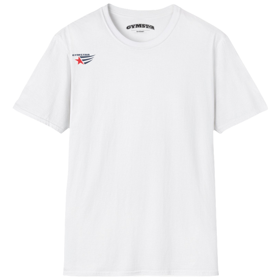  A classic, minimalist white t-shirt from Gymstar with a subtle and stylish design. The small logo featuring a red star with wings is positioned high on the left side of the chest. This t-shirt is suitable for athletic activities and creates a strong, understated look.