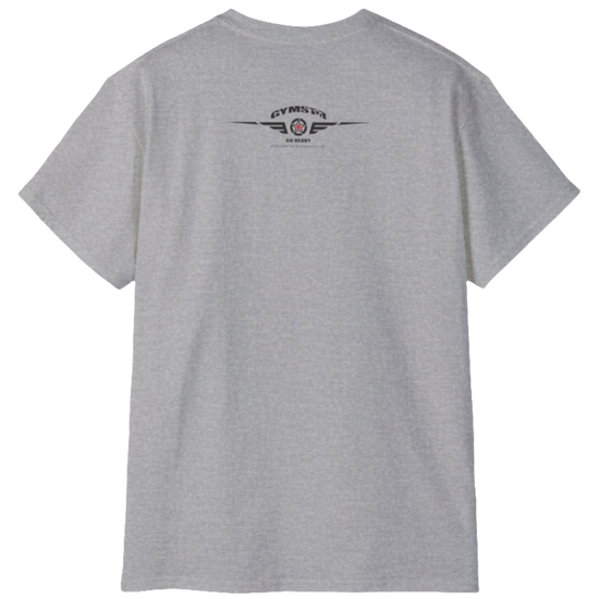 A  grey  molon labe, gymstar training, fitness t-shirt. Rare logo  view.