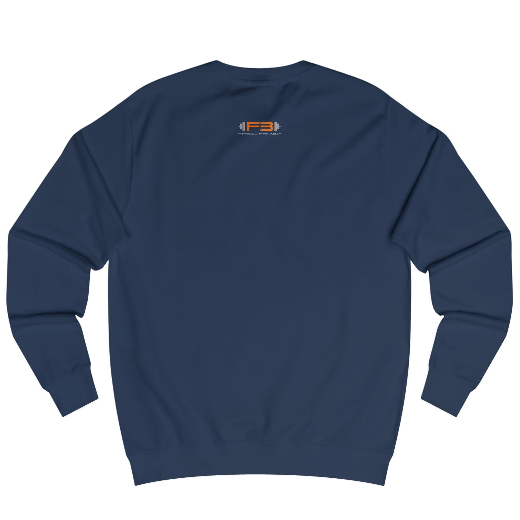 navy Sports hoodie for fitness and bodybuilding from the Fitbull brand, branded with a motivating motif, back view