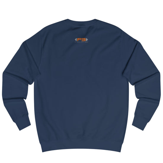 navy Sports hoodie for fitness and bodybuilding from the Fitbull brand, branded with a motivating motif, back view