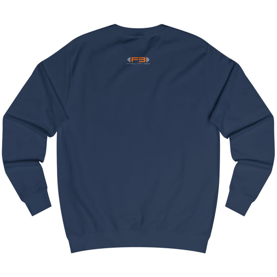 navy, sporty,  fitness and bodybuilding hoodie of the Fitbull brand branded with logo, back view