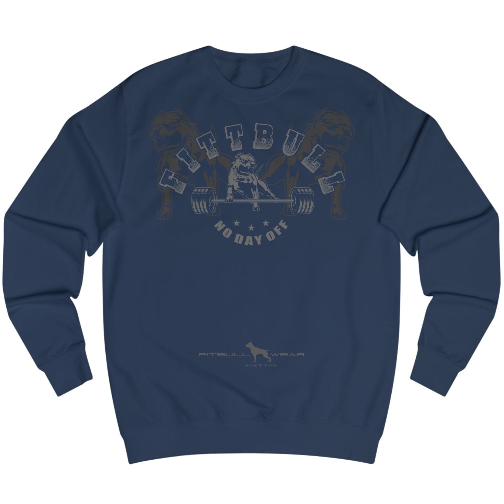 navy Sporthoodie der Marke Fitbull Fitnessbekleidung mit motivierendem Bodybuilding-Motiv