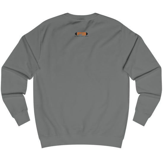 sharcoal Sports hoodie for fitness and bodybuilding from the Fitbull brand, branded with a motivating motif, back view.