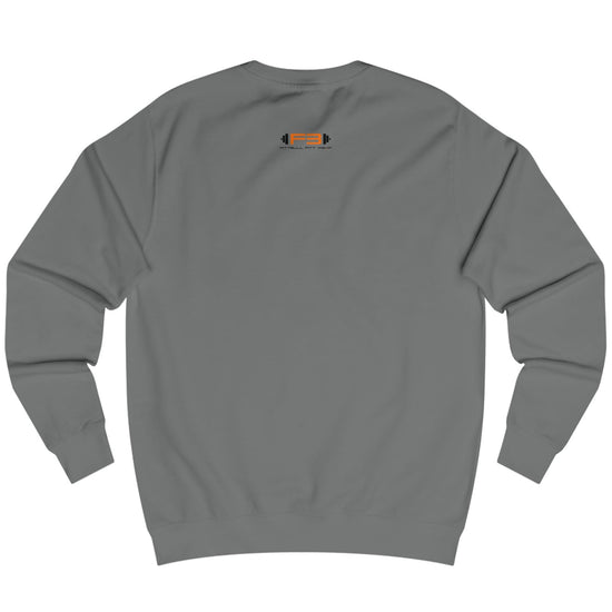 sharcoal, sporty,  fitness and bodybuilding hoodie of the Fitbull brand branded with logo, back view