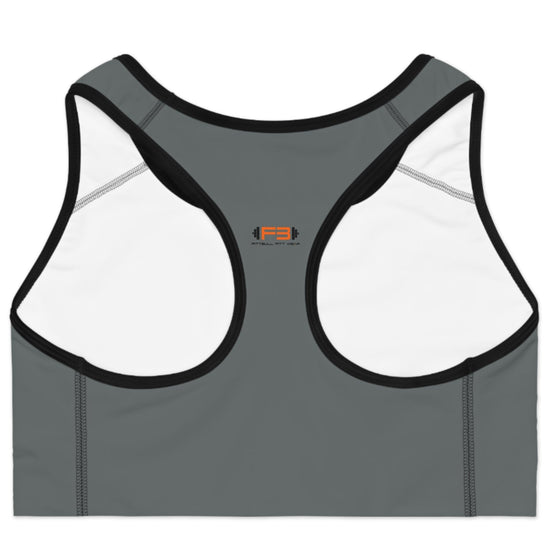 a charcoal-black sports bra fittbull-fitt-wear for crossfit training clothes back view