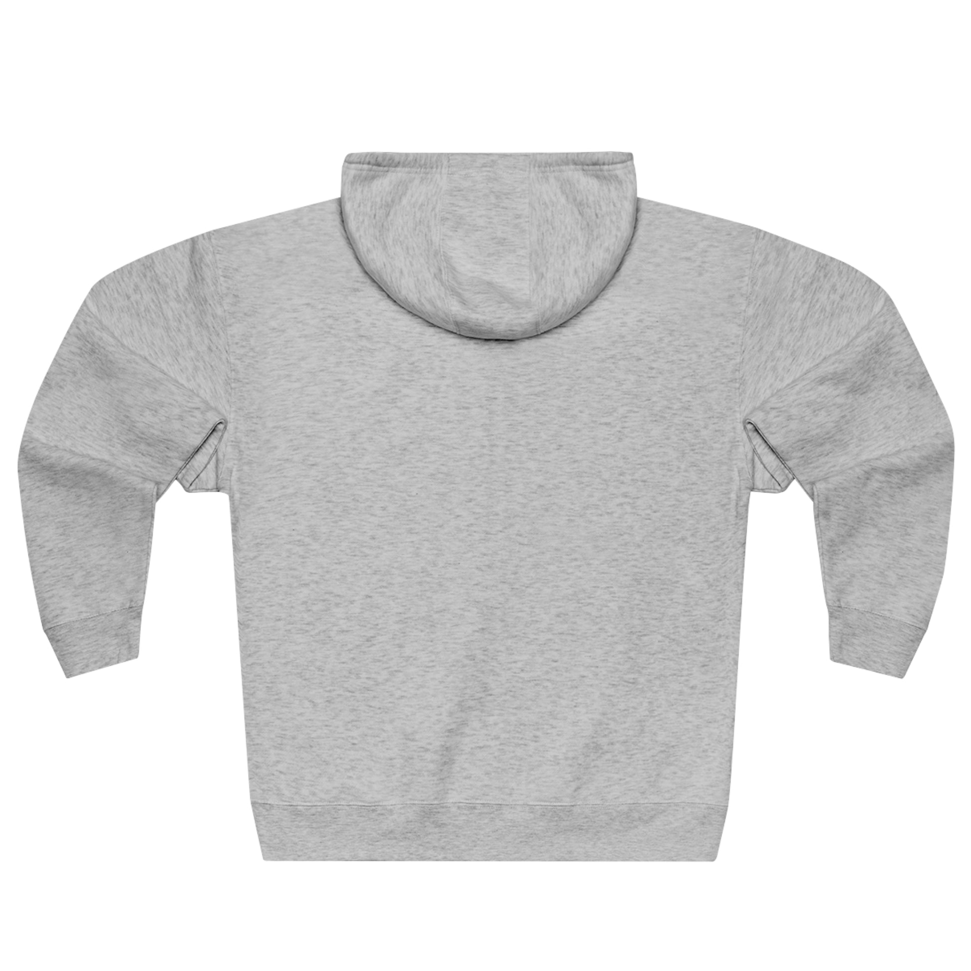 Sport grey athletic hoodie gymstar with full zip, two pockets and a  GYMSTAR logo. Rear view.