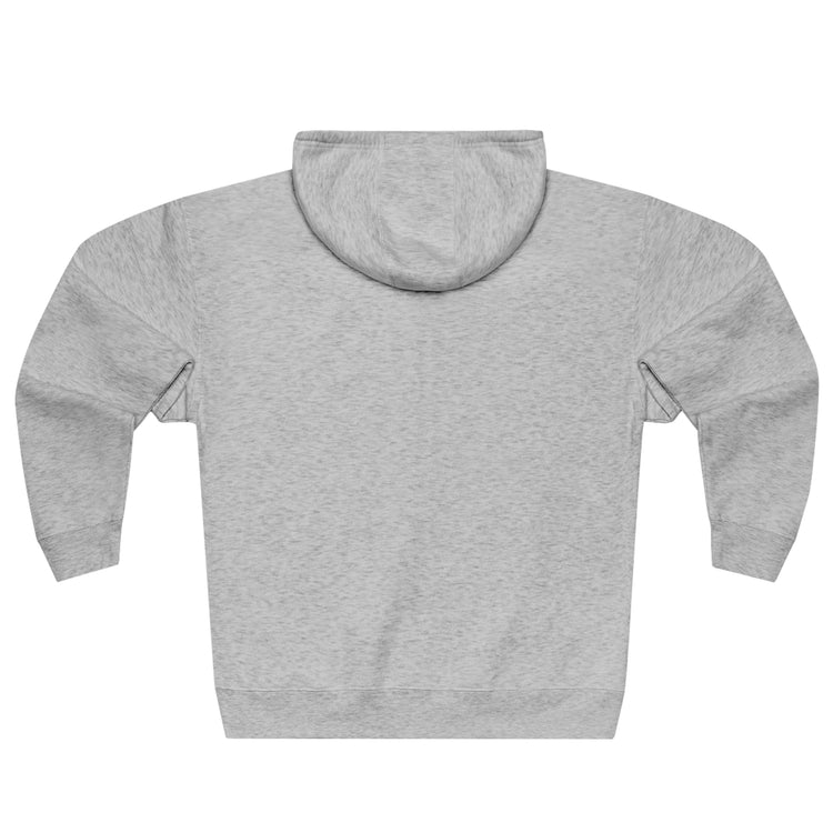 Sport grey athletic hoodie gymstar with full zip, two pockets and a  GYMSTAR logo. Rear view.
