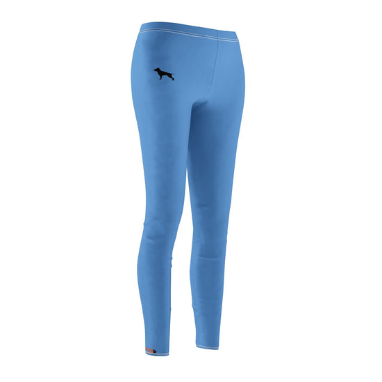  blaue Fitness-Leggings und einen BH der Marke Fitbull, Seitenansicht