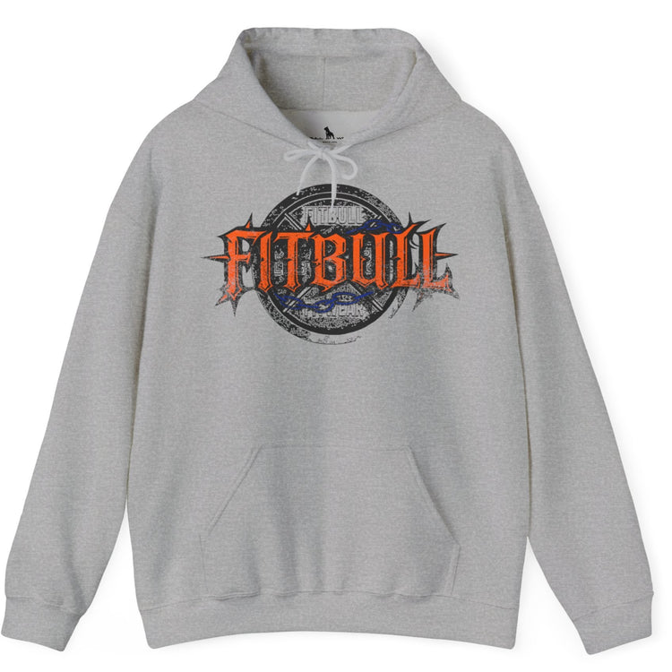 A sport grey sport Fitbull hoodie with logo and bodybuilding motivation design.