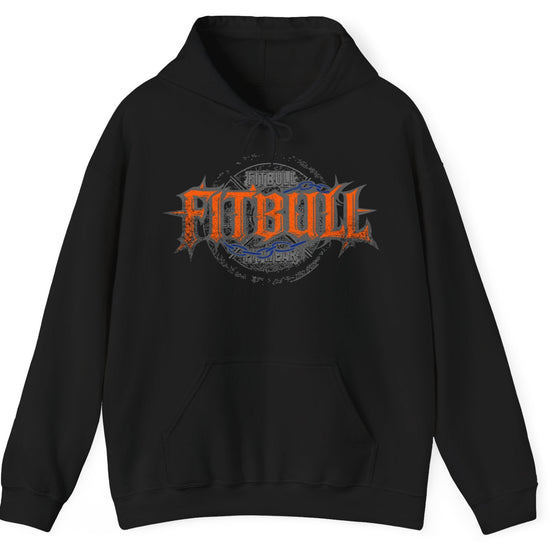 A black sport Fitbull hoodie with logo and bodybuilding motivation design.