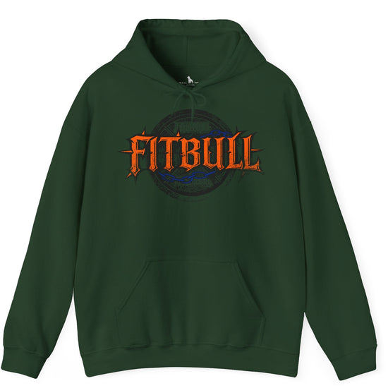 A forest green sport Fitbull hoodie with logo and bodybuilding motivation design.