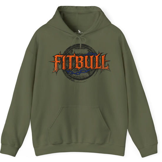 A green sport Fitbull hoodie with logo and bodybuilding motivation design.