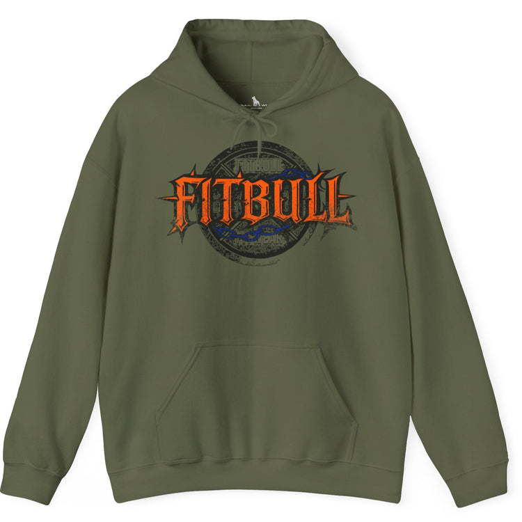 A green sport Fitbull hoodie with logo and bodybuilding motivation design.